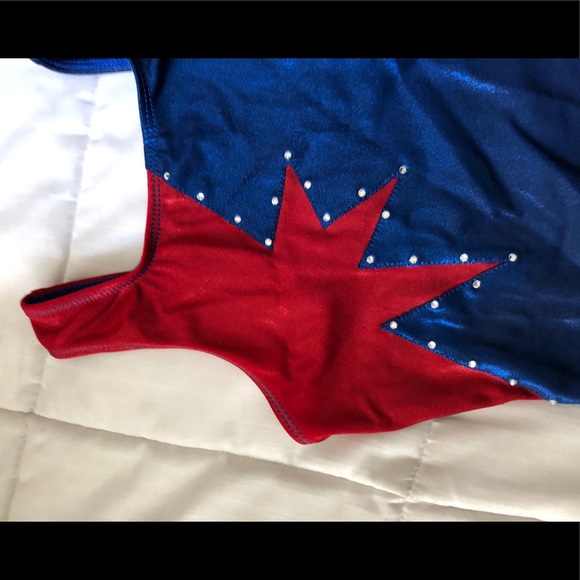 Blue and red gk elite tank gymnastics leotard - Picture 3 of 4